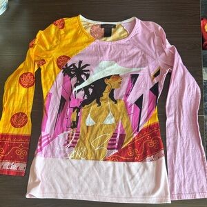 Custo Barcelona Pink, Yellow & Red Graphic Long-Sleeve Top